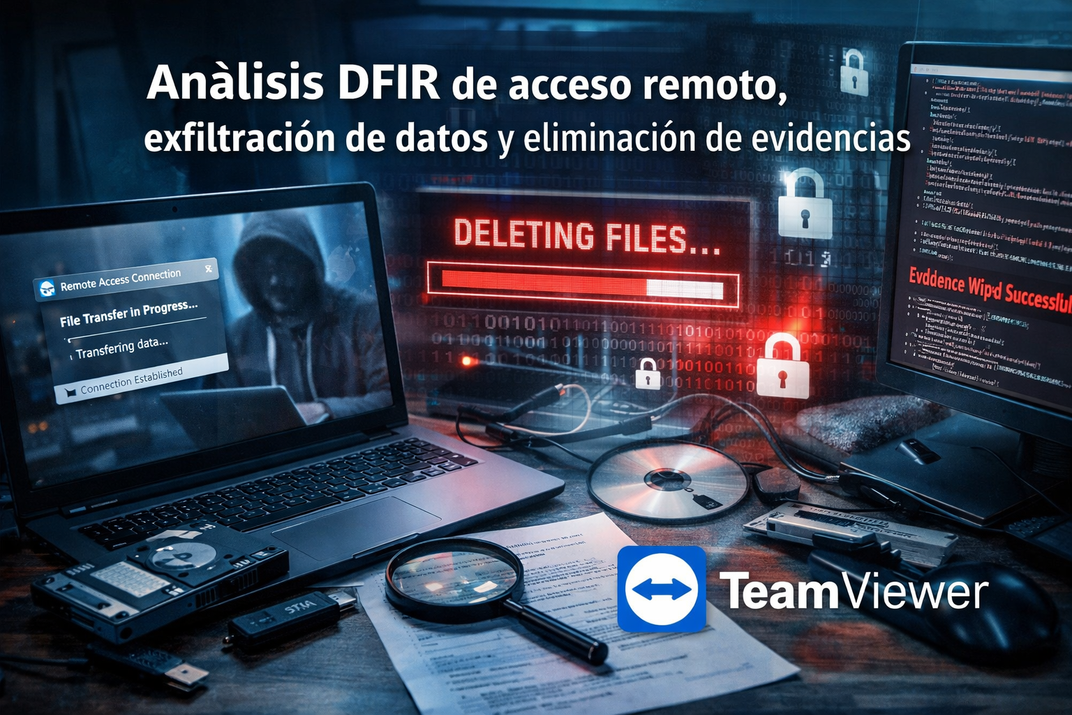 Análisis DFIR de acceso remoto, exfiltración de datos y eliminación de evidencias