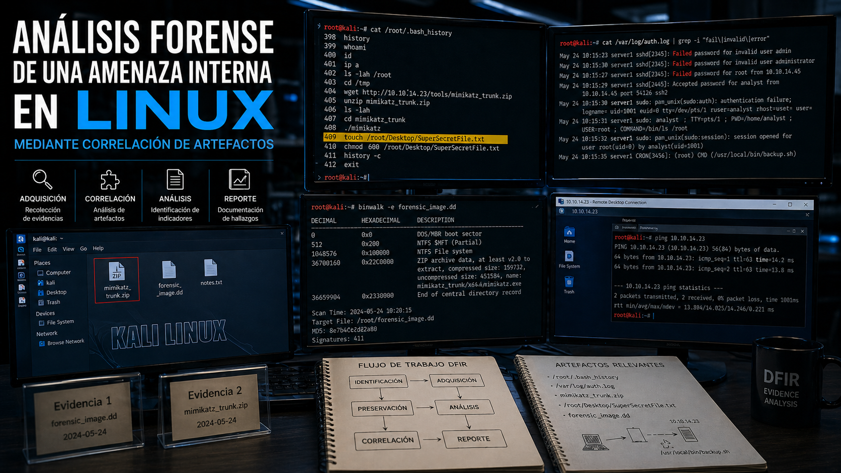 Análisis forense de una amenaza interna en Linux mediante correlación de artefactos